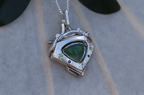 Green Australian Opal Mandala Amulet