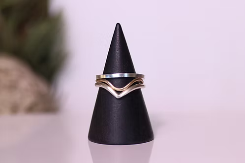 Squared Wavy Arch Stack Ring Set